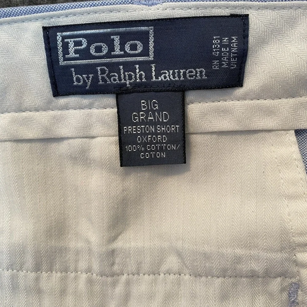 VTG Polo Ralph Lauren Preston Chino Shorts Mens 48B‎ Big Chambray Classic Preppy